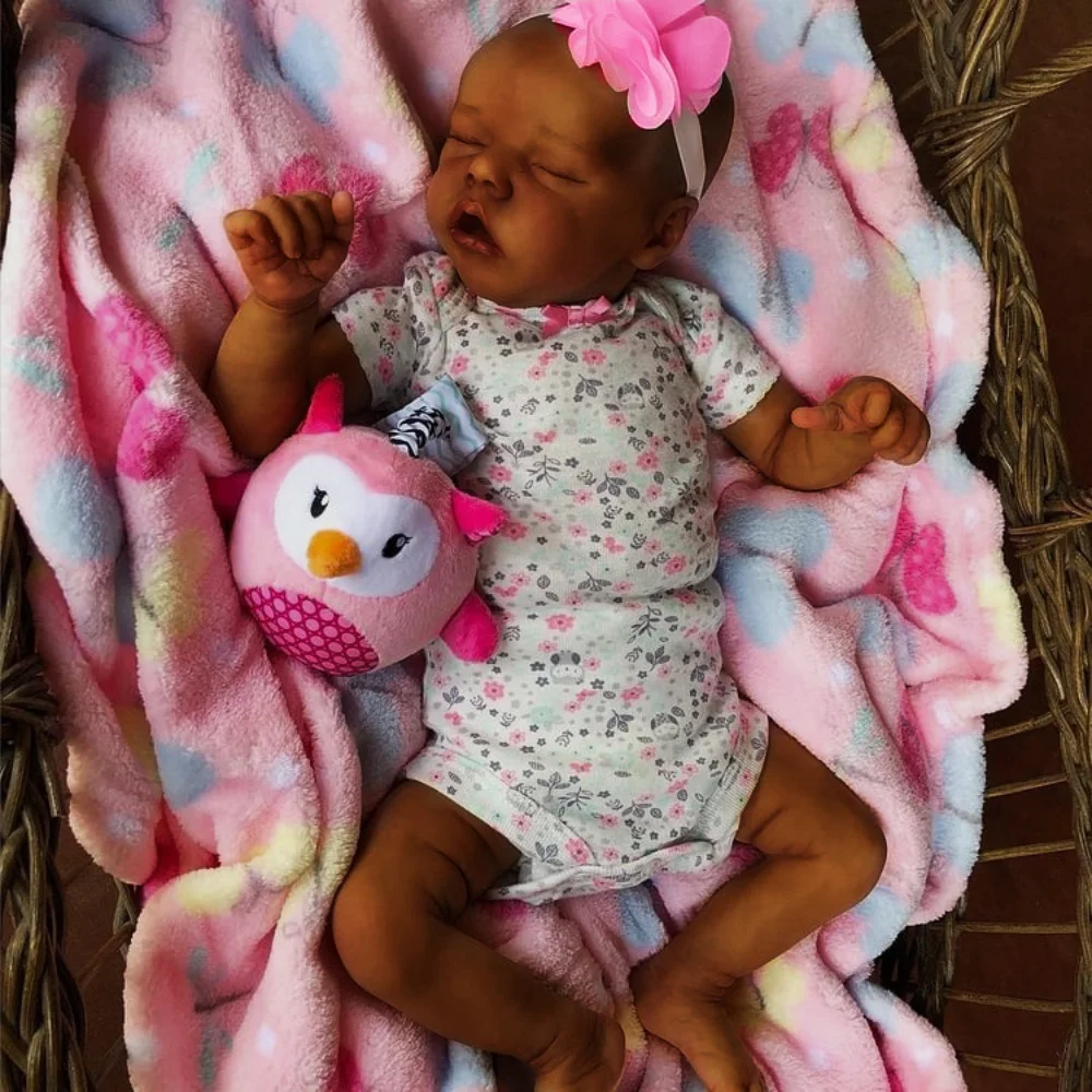 

43CM African American Reborn Baby Doll Finished Newborn Black Girl Premature Baby Collectible Art Doll Best Gift For Kids