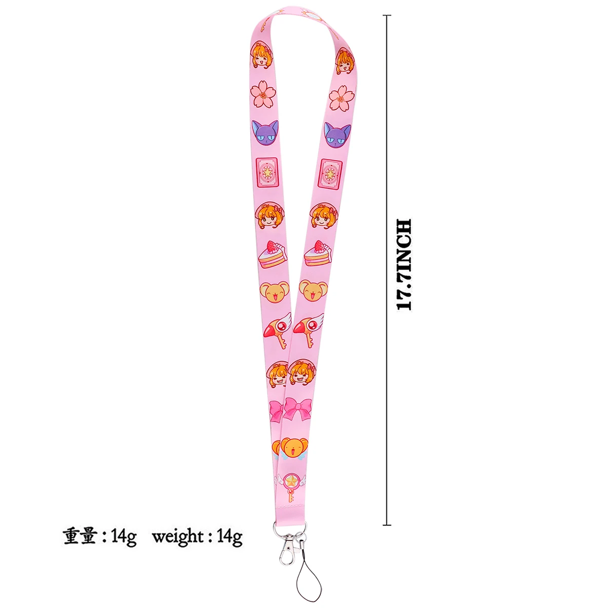 Pink Anime Girls Lanyard and Keychain Set