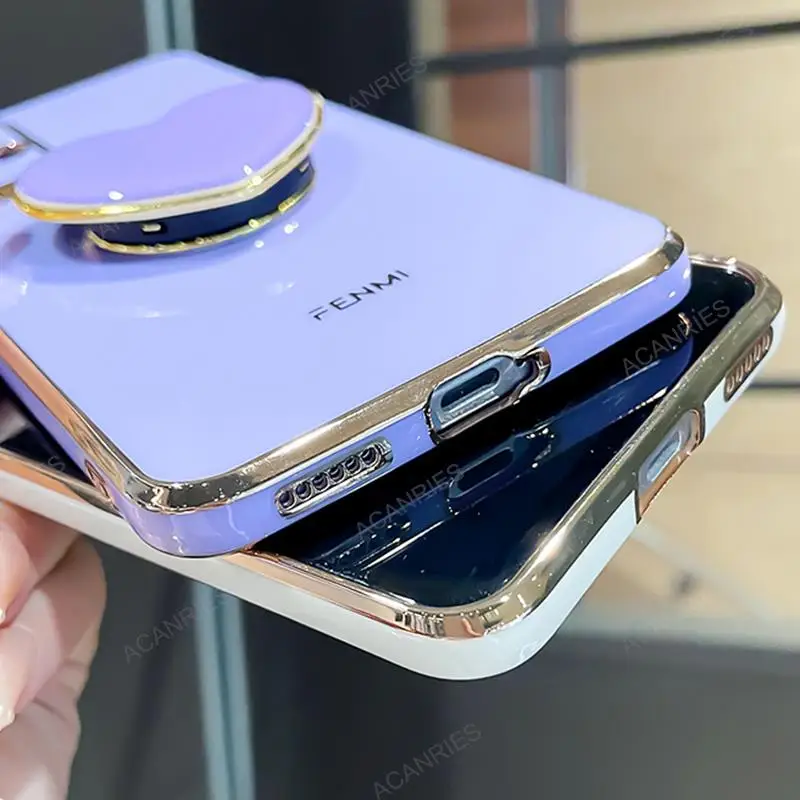 Luxury Love Heart Plating Stand Silicone Holder Case