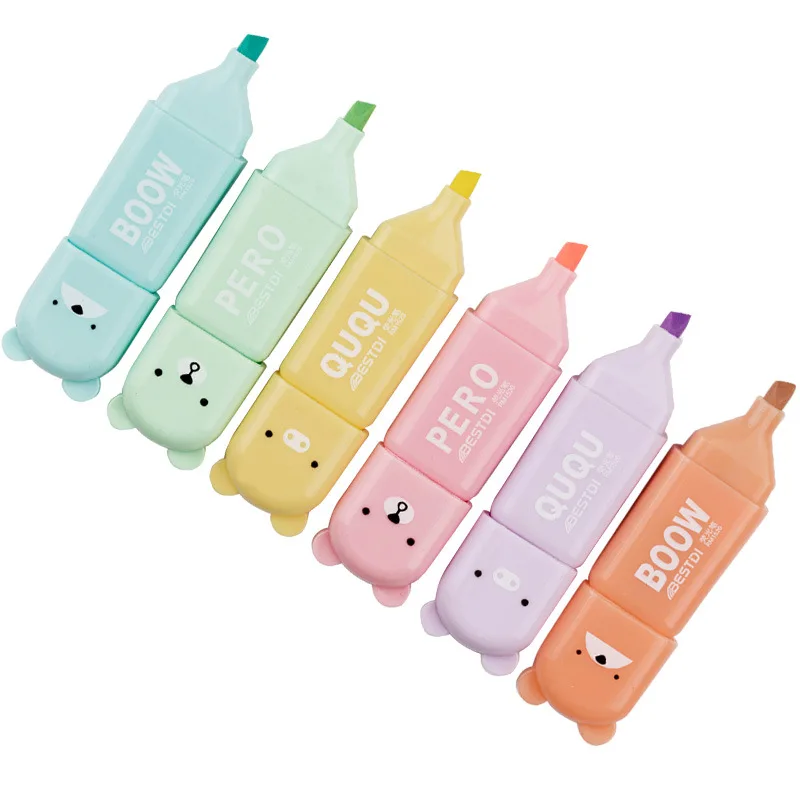 6PCS/SET Macaron 6-Color Mini Fluorescent Pen Marking Pen, Office And Study Supplies，Student Reward Gifts