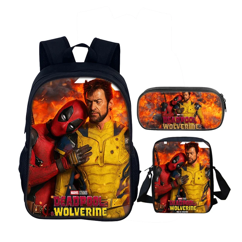4pcs set D-Deadpools Child School Backpack with Lunch Bags ,Pencil Bags ,School Bags for Boys Girls Best Gift 4