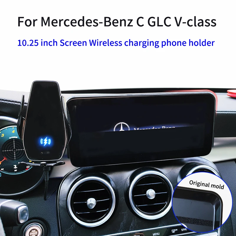 Car Phone Holder For Mercedes-Benz C GLC V-class w204 w205 x253 w447 7/10.25 inch Multimedia Screen Mobile Phone Holder Interior