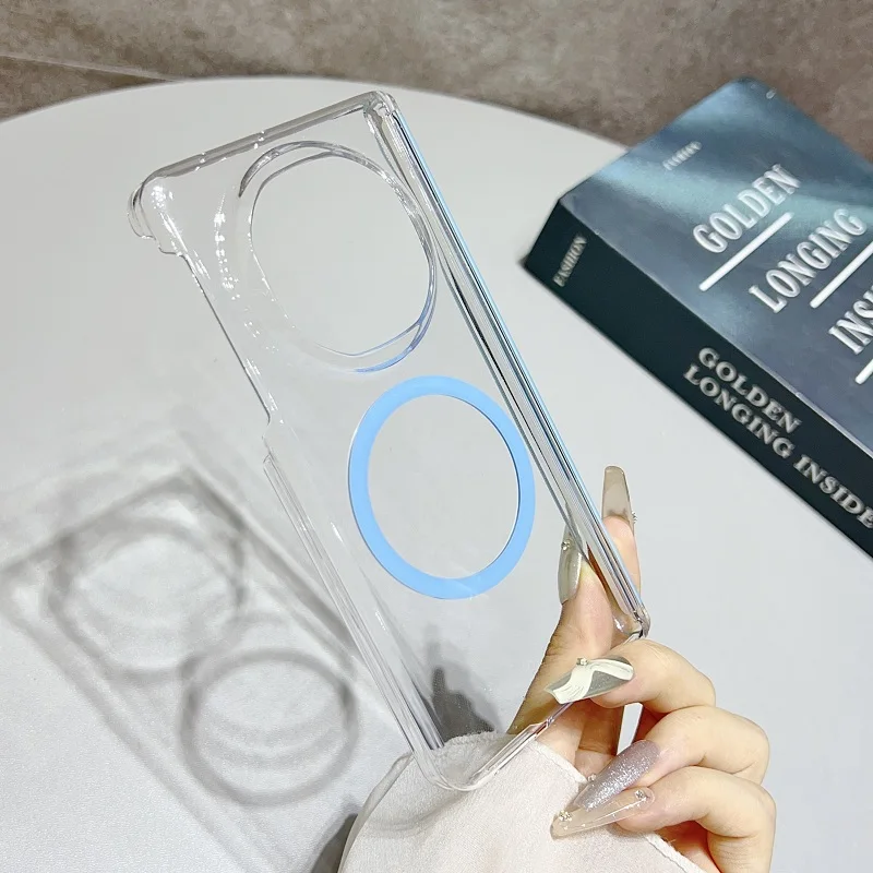Clear Magnetic Cover with Transparent Back and Hinge Protection