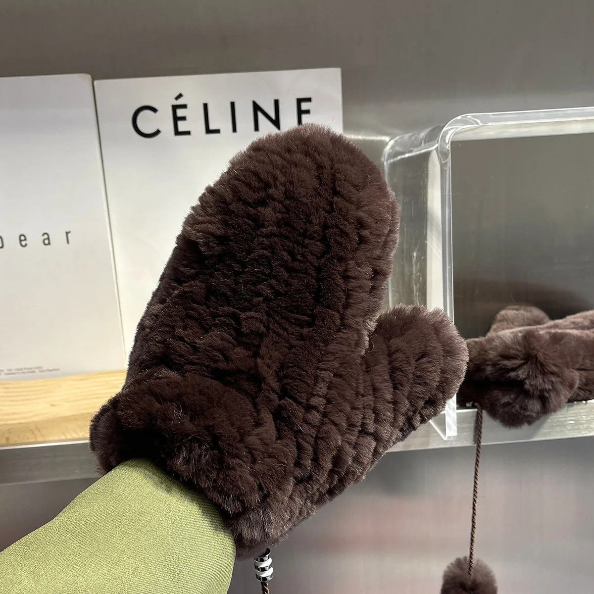 Women Winter Real Rex Rabbit Fur Gloves Mittens