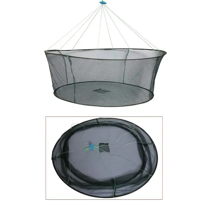 Fishing Net 80CM Loose Mouth Folding Drop Fishing Net Shrimp Catcher Tank Casting Network Fish Eels Trap Cage Prawn Bait Crab Netting