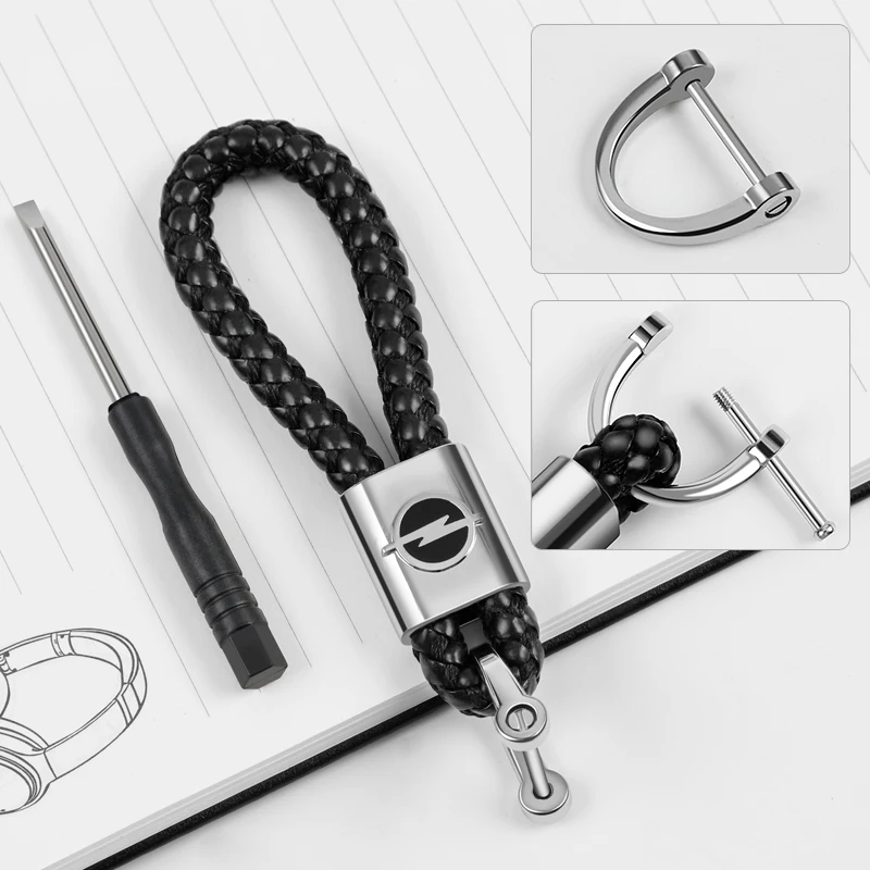 Leather Rope Car Keychain Hand Braided Horseshoe Buckle Keychain for Opel Astra H Insignia Mokka Zafira Corsa Vectra Accessories car accessories key chain