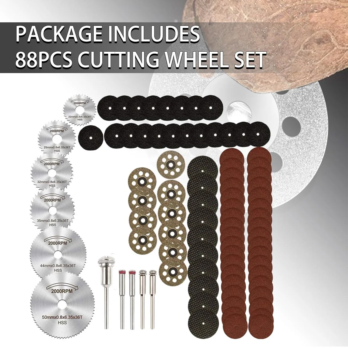 

Diamond Cutting Wheel Set Rotary Tool Suitable Cutting Grooving Metals Wood Drywall Plastic Stone Ceramics Glass Hard Alloy