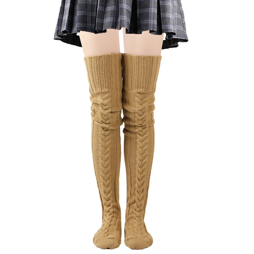 Women's Thigh-High Wool Blend Fashion Socks - Cozy Solid Color Autumn Essentials