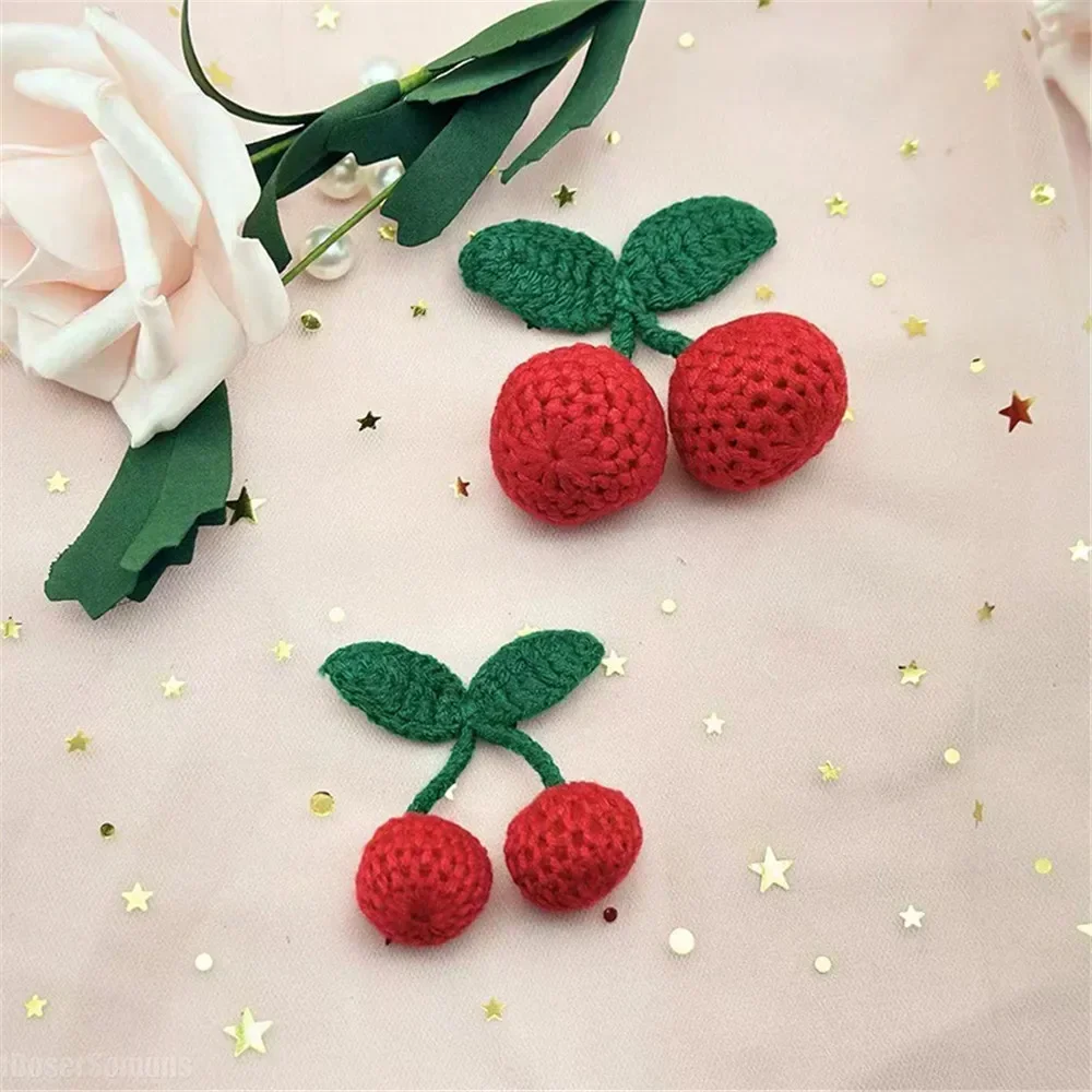 Knitted Woolen Yarn Cherry Hook Weaving DIY Ornaments Craft Supplies Clothing Hat Shoe Key Chain Earring Decor Pendant 20Pcs knitting supplies knitting material weaving tools