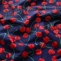 Golden Red Cherry Embossed Jacquard Woven Fabric Fashion Clothing Bags Textile Material Designer Apparel Sewing Accessories