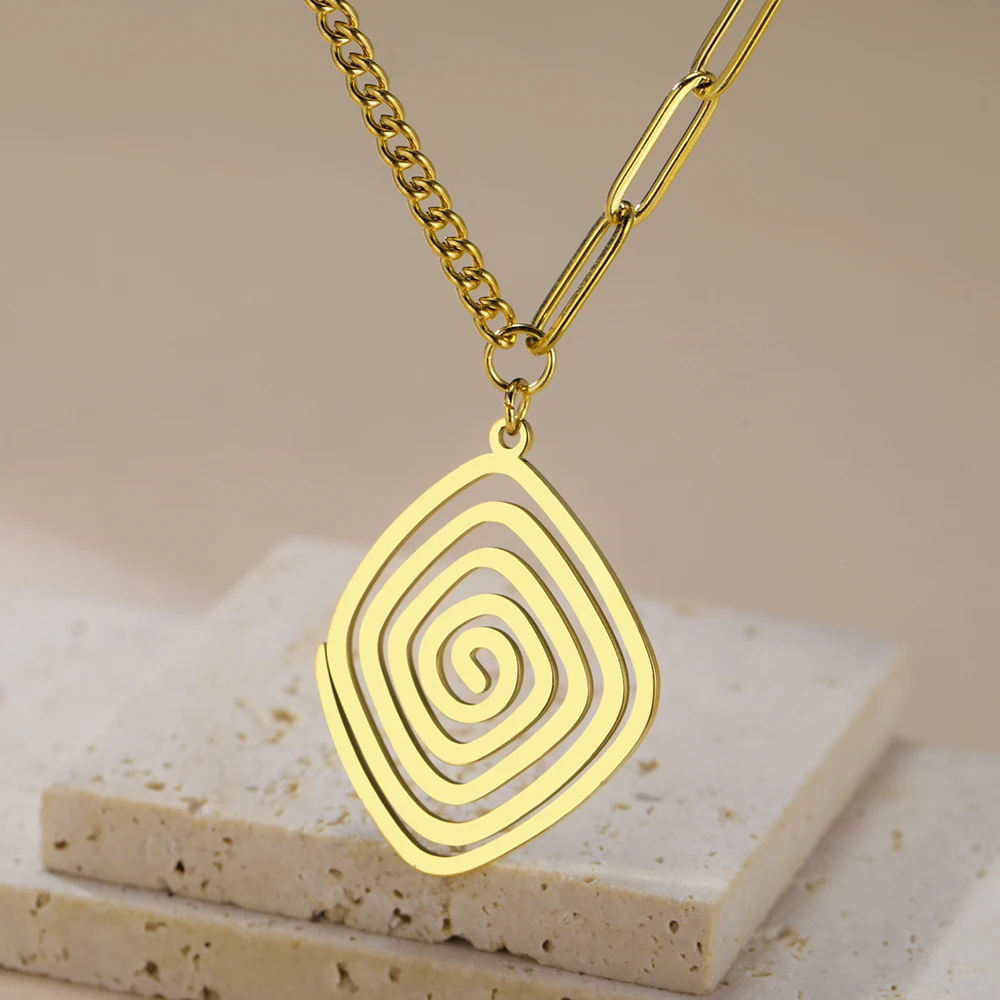 Dawapara Antike griechische Spirale Halskette Heilige Geometrie Geist Akasha Kraft und Weisheit Amulett Edelstahl Spiritueller Schmuck – Detail 16