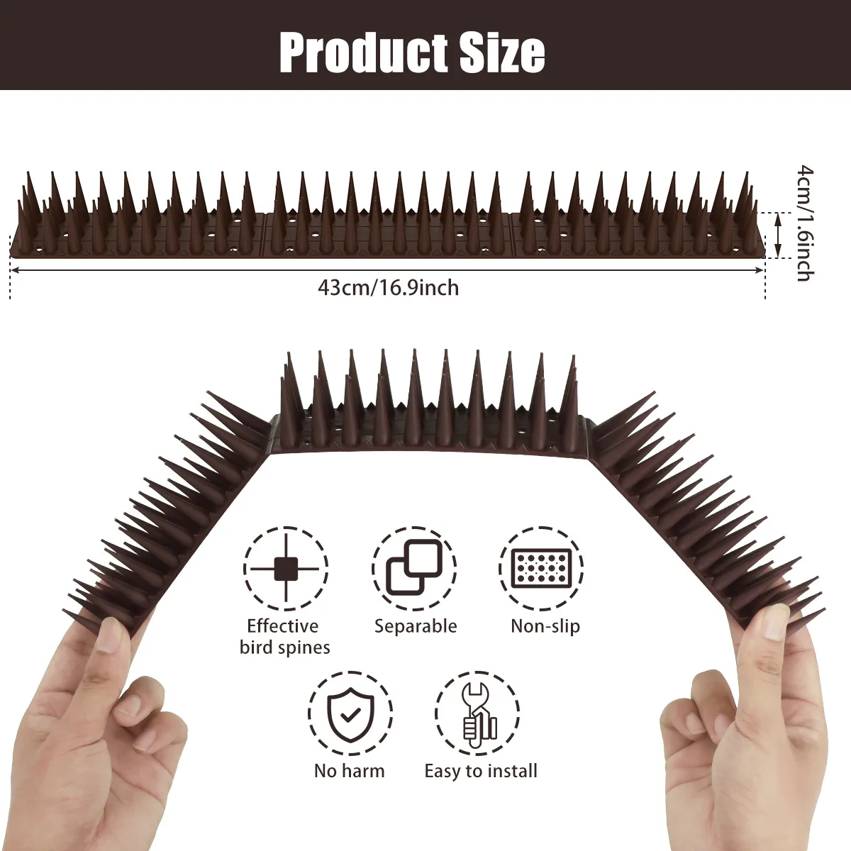 12-60Pcs Anti Climb Bird Spikes Fence Wall Spikes Stop Birds and Cats Sitting on Fence Cat Repellent Spike for Deterrent Burglar