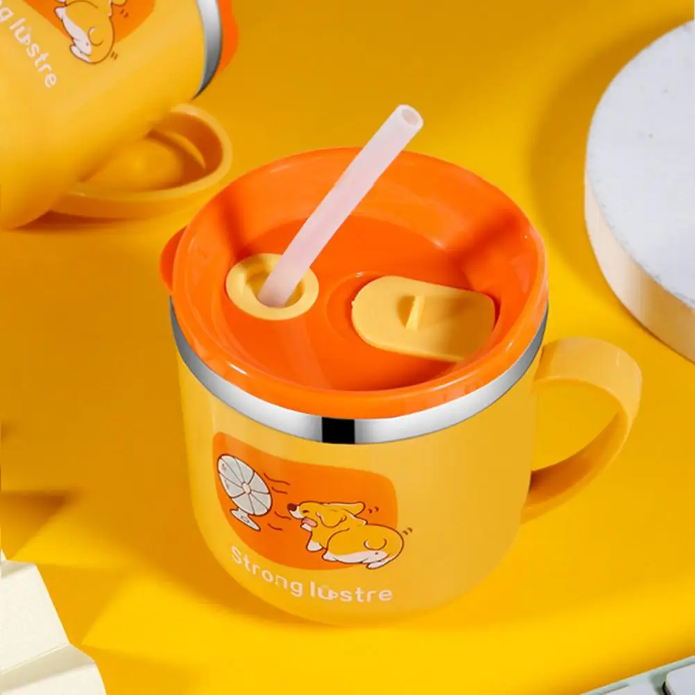 270ml Child Learn Drinking Cup Lovely Dinosaur Kid Sippy Cup Portable Drinking Straw Bottle Leak-proof Kids Feeder For Children
