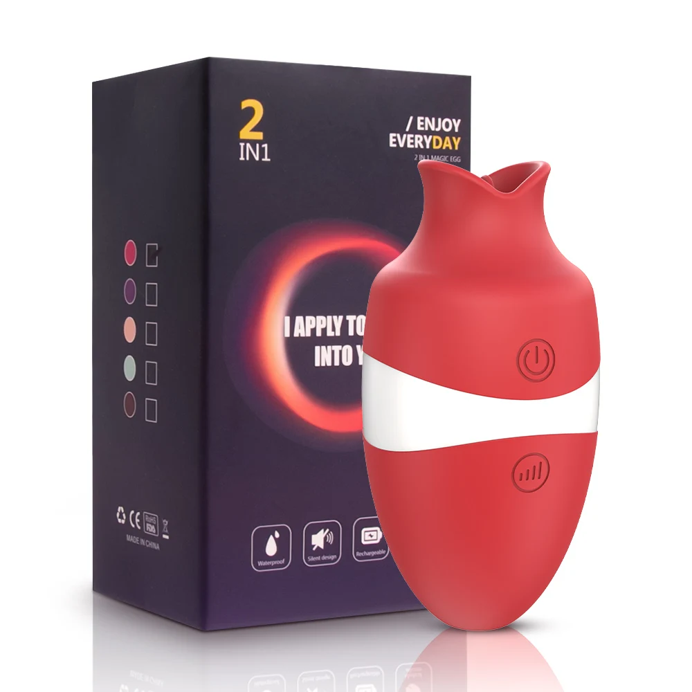 2 in 1 Tongue Licking Clitoris Nipples Sucker Sucking Licking Vibrator Massager for Women Vacuum Stimulator Sex Toys Adult Goods