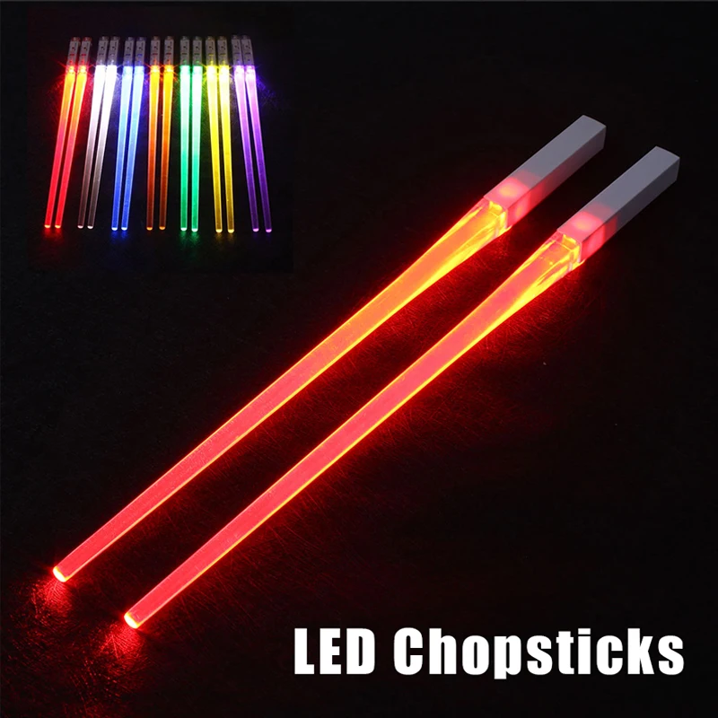 LED Chopsticks 1Pair LED Luminous Chopsticks Light Up Dinning Party Tableware Multicolor
