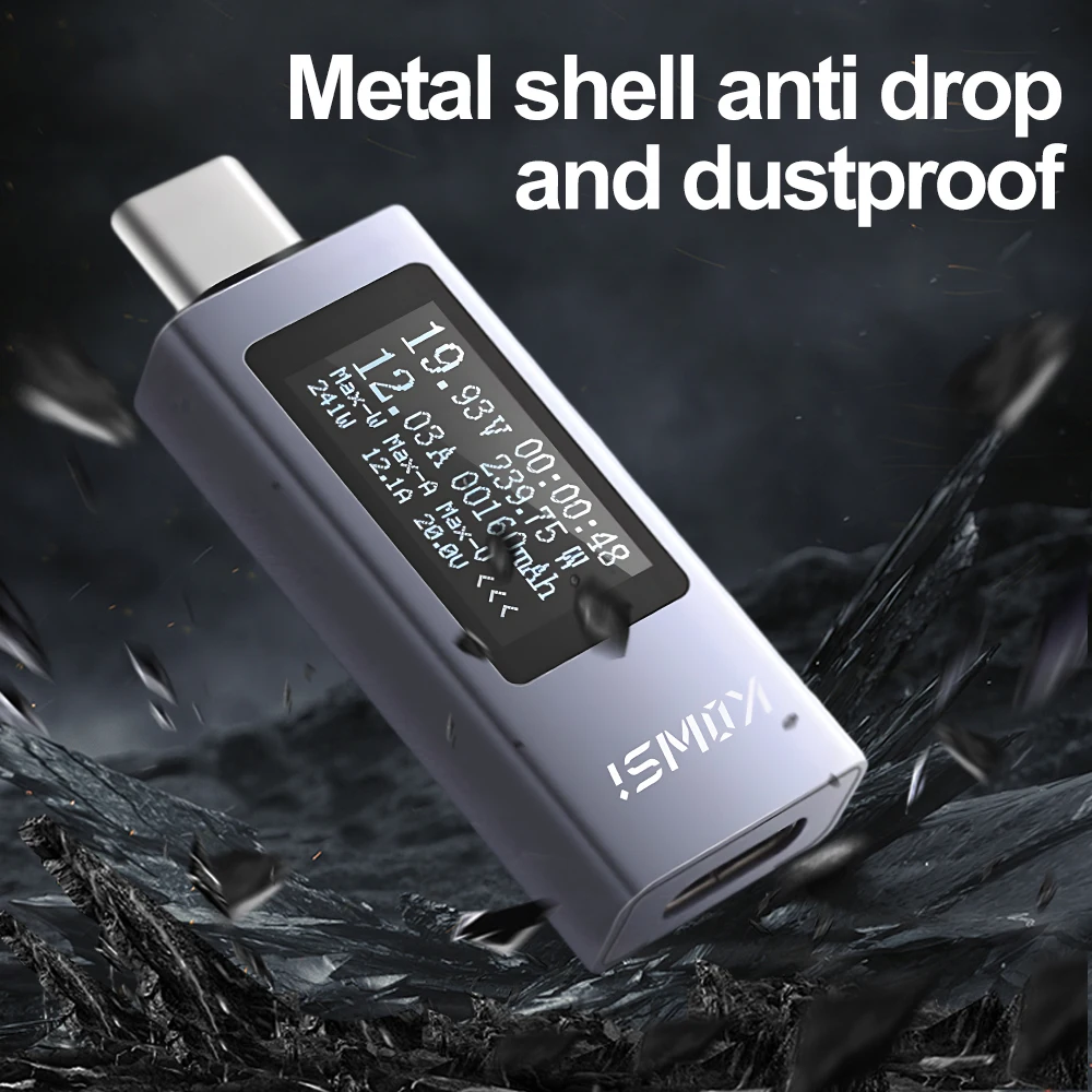 USB Type C Current Voltage Monitor Power Meter Tester Universal Mobile Phone Charger Power Detector for iPhone 15 Samsung Xiaomi