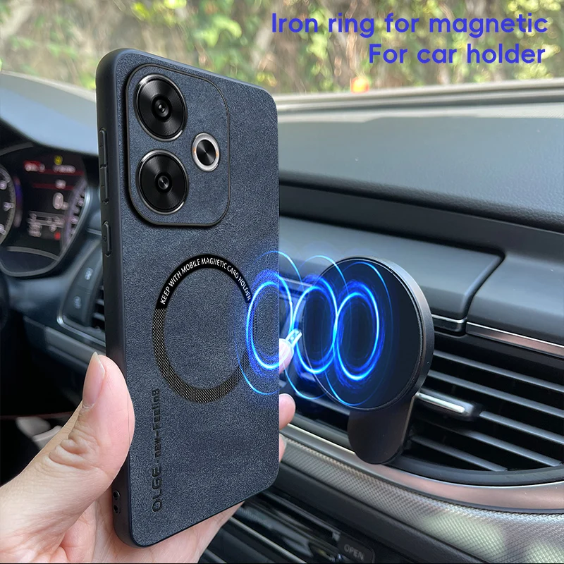 Luxury Leather Magnetic Phone Case with MagSafe Wireless Charging Compatibility