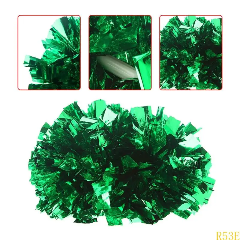 R53E Fluffier Cheerleading Pom Poms Cheerleader Pompoms Plastic Handheld Cheerleader Pompoms with Finger Rings for Kids Adult