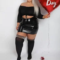 Women Plus Size High Waist PVC Leather Skirt – Bold Mini