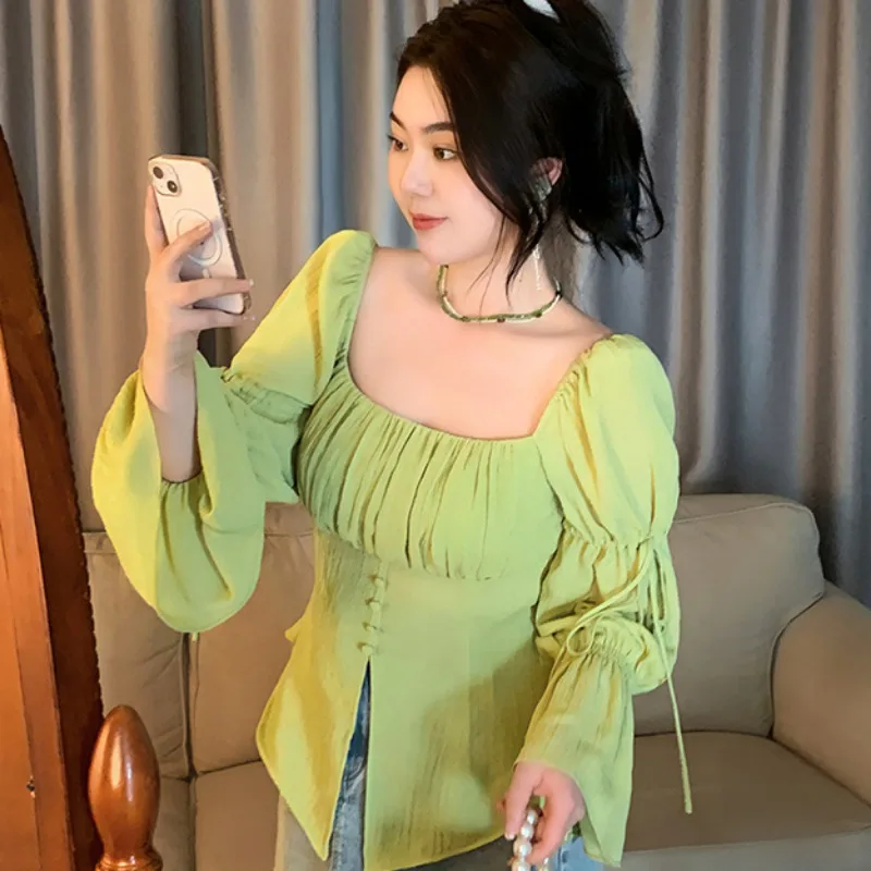 

Large Size Women Clothing 2024 Spring Shirt Summer Shellort Autumn Blouses New Retro Exquisite Hong Kong Style Slim Fit Tops