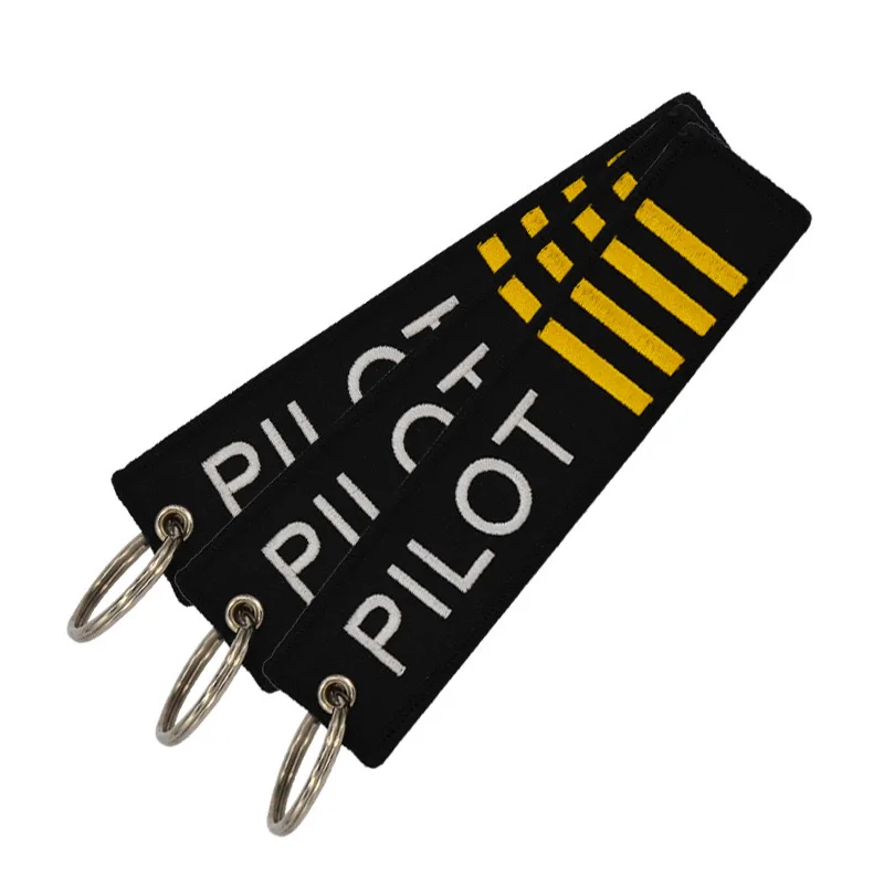 

Aviation Gift Double-sided Embroidery Pilot Epaulettes 3 Bars Pendant Key Chain Keychain Rectangle Keyring Wholesale