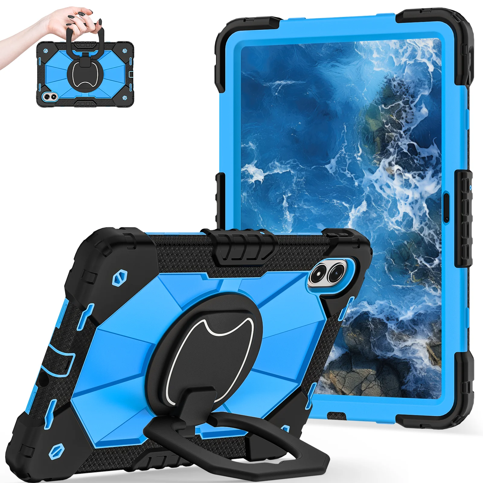 Enhanced Shockproof Tablet Case with Handle Rotation Stand and Hard Cover