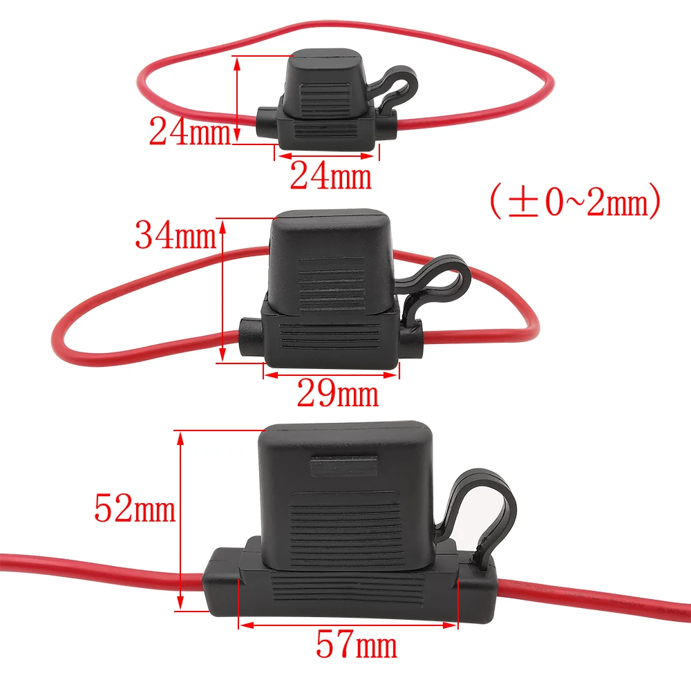 Portafusibile In Linea Per Auto Con Filo 16 AWG E Fusibile Da 10A, Impermeabile Con Tappo A Scatto, Per Fusibili A Lama Media, 32V DC - 5