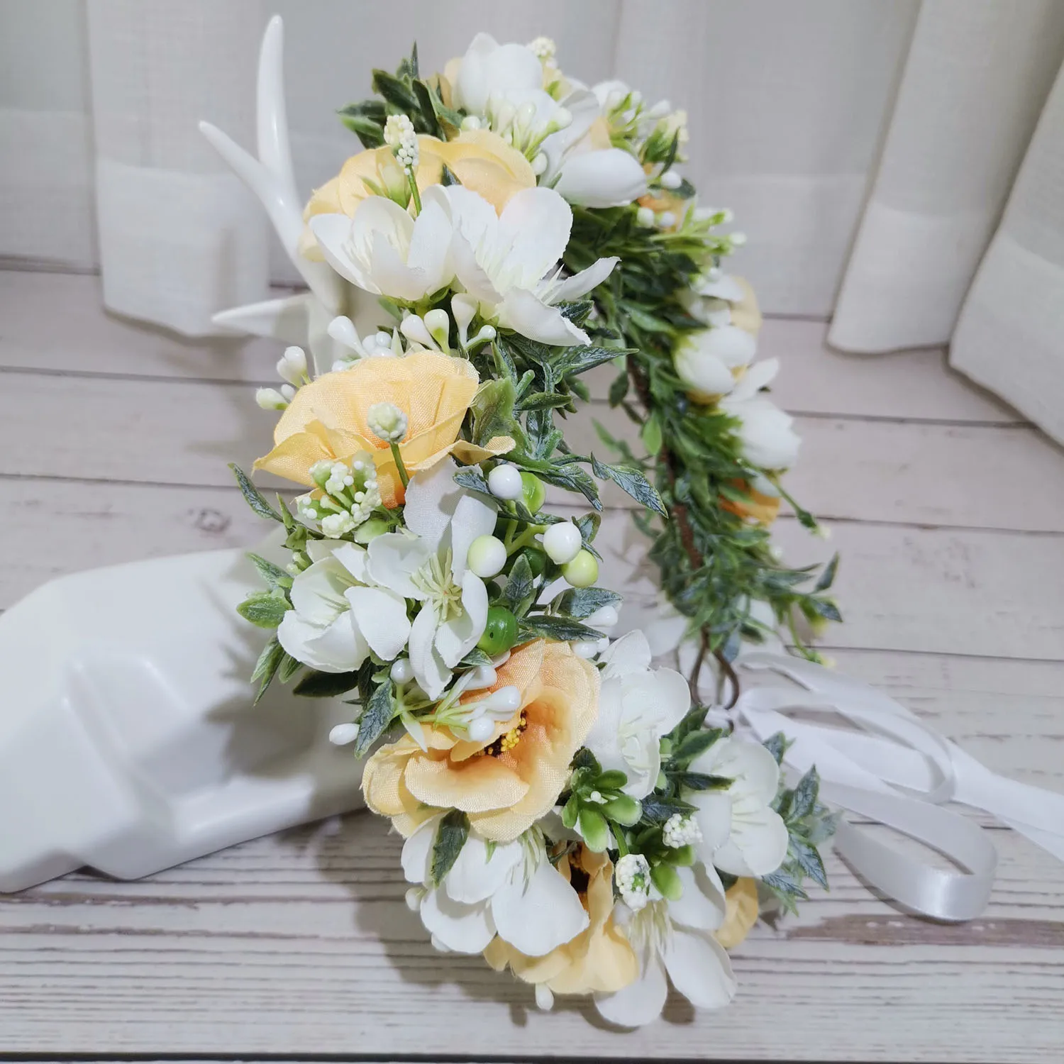 Frcolor - Coroncina di fiori di lavanda artificiali, fascia per capelli floreale, per matrimonio, per le vacanze in spiaggia (lilla