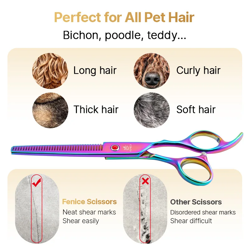 Fenice 9cr pet dog grooming scissor 6.5inch thinning shears dog grooming scissors