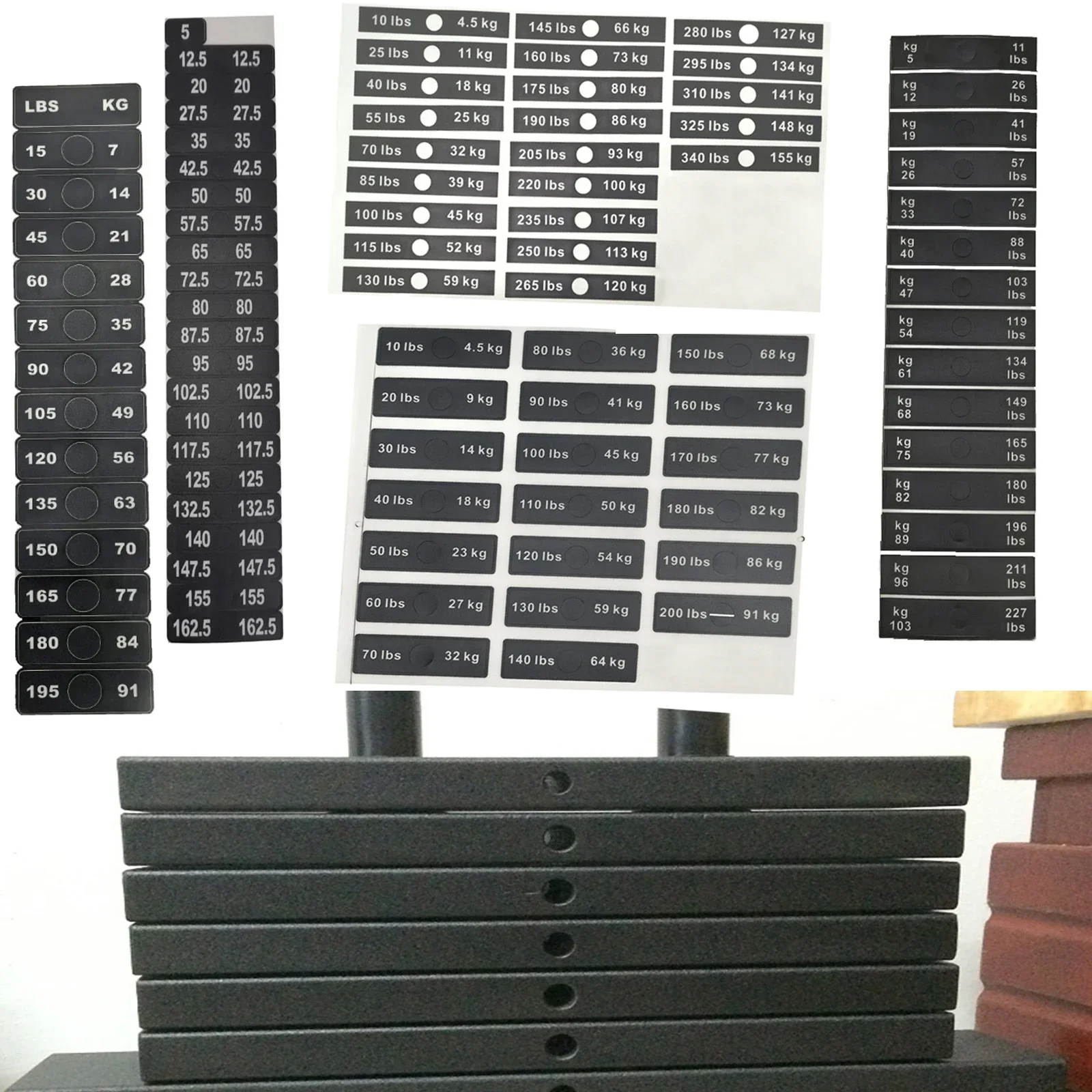1pc Fitness Equipment Weight Stickers 4.5/7-91/120kg 5-103kg 5-162.5kg ...