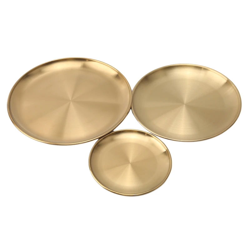 Dining Dish Dinner Plates European Style Gold Dessert Plate Kitchen Serving Dishes Salad Round Plate Cake Tray Western Steak Round Tray