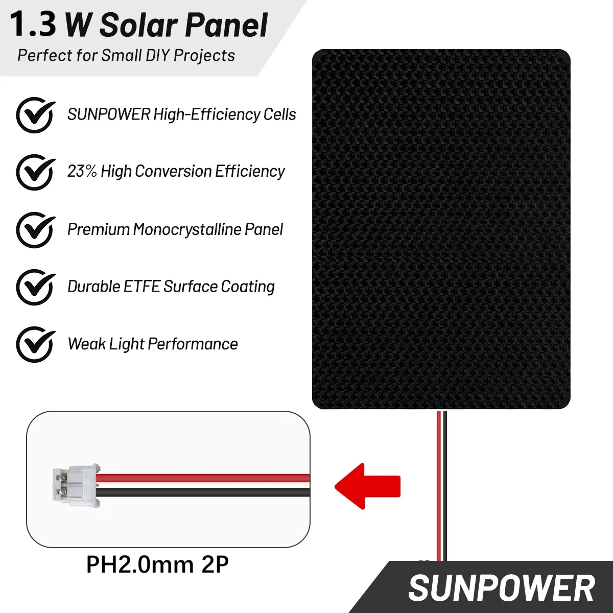 Pannello Solare Efficiente 5V 0.26A 1.3W, Mini Sistema Solare Fai-da-Te con Cavo, Cella Solare ETFE per Progetti Elettronici - immagine 3