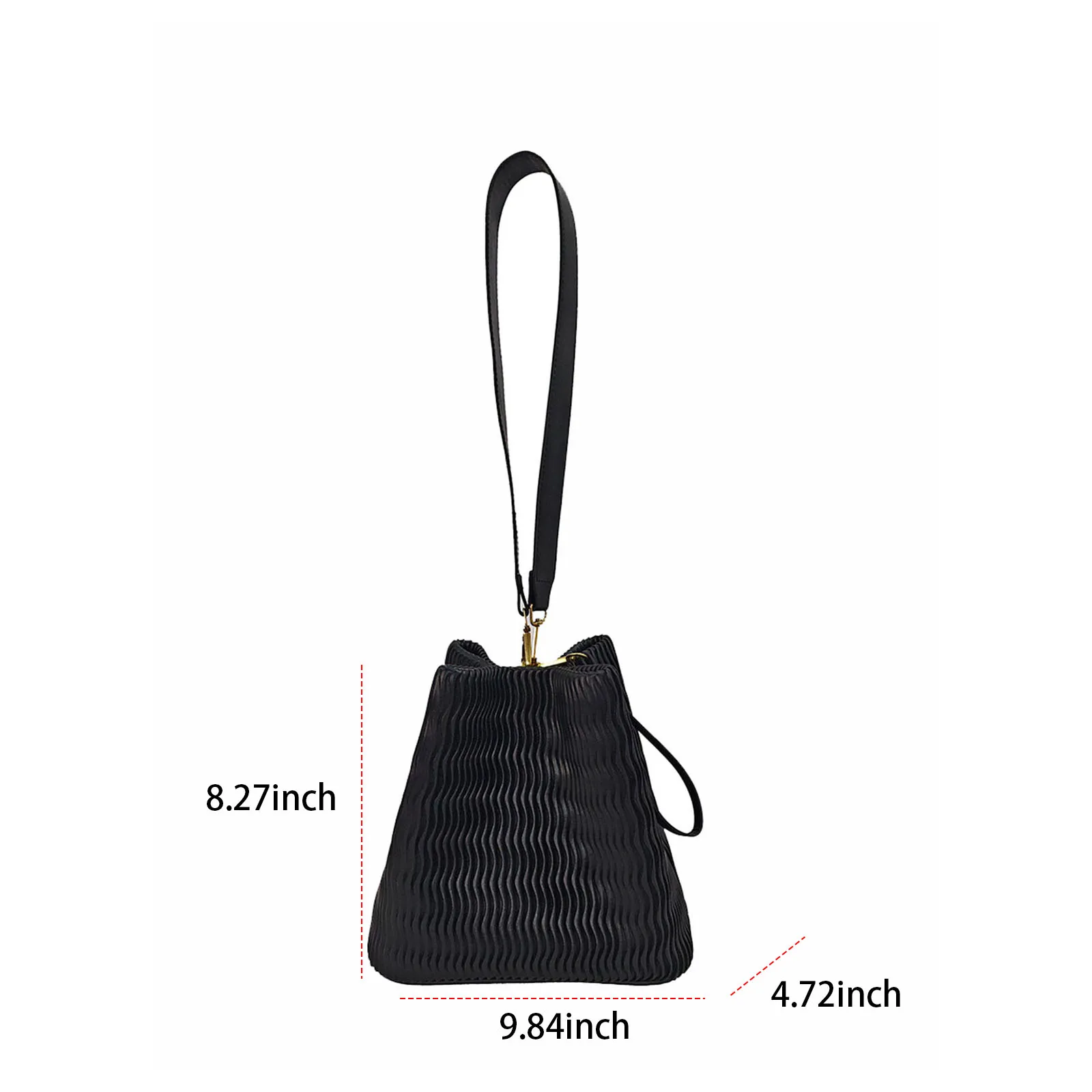 PU Leather Retro Handbag Solid Color Pleated Small Tote Bag Trendy Top-Handle Purse for Women Travel Shopping