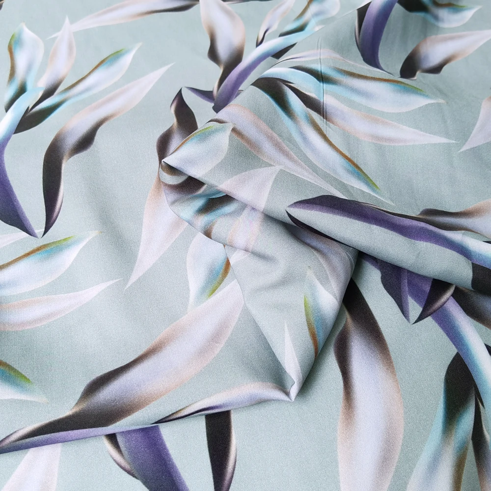 1 Meter x 1,4 Meter eleganter Blatt-Viskose-Stoff, weiches Popeline-Material für Kleider