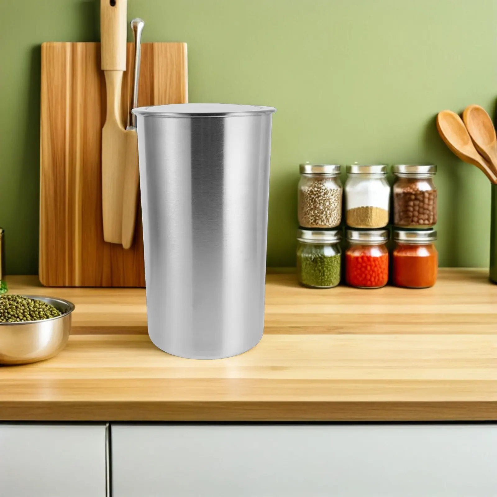 빌트인 싱크대 쓰레기통 스테인리스 스틸 원형 5.5L 스윙 뚜껑 내장형 주방 캐비닛 쓰레기통 매립형 쓰레기통