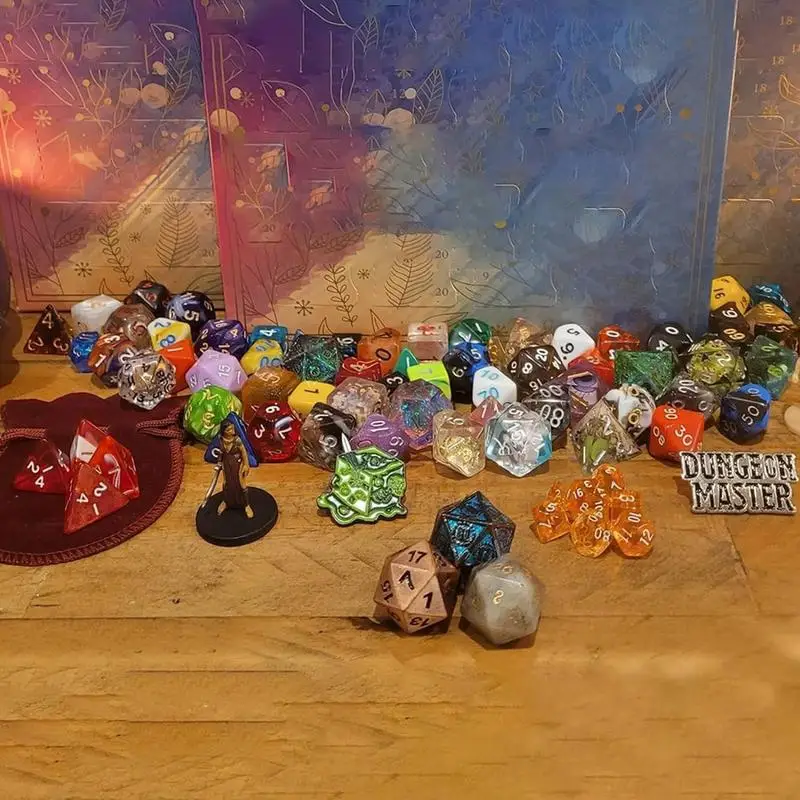 Dice Advent Calendar Christmas Countdown Calendar 24 Days D&DDice Set for D&DDungeons DragonsPathfinder RPGDND Gifts
