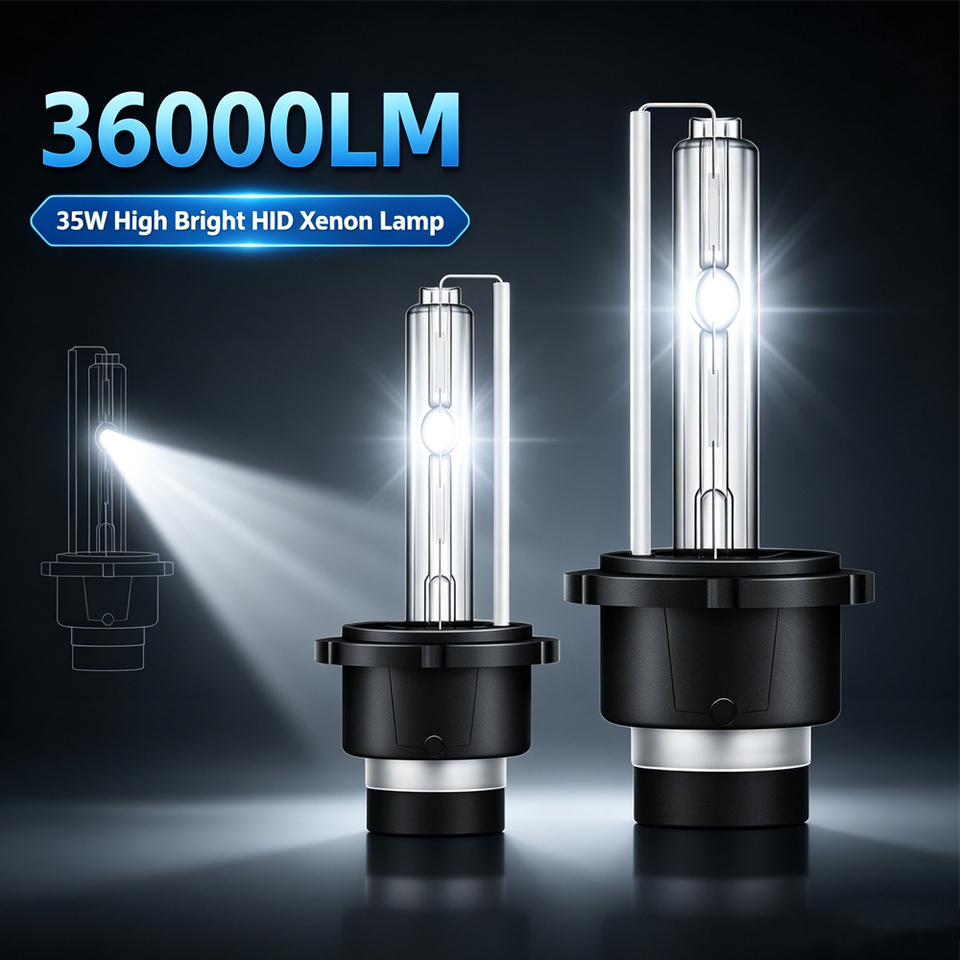 2PCS Xenon Bulb D2S D2R D4S D4R HID Headlamp Car Headlight Bulb Kit Auto Lamp 6000K White Plug and Play 36000LM Bright 35W