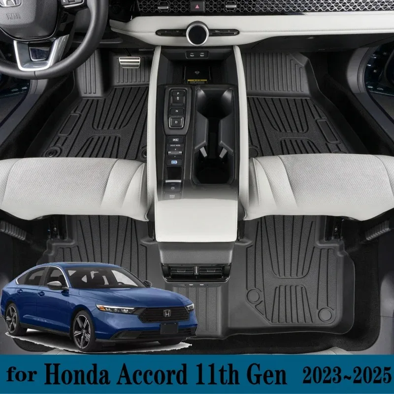 

For Honda Accord 11th Gen 2023 2024 2025 Car Floor Mats Dirt-resistant Mud Carpet Full TPE Foot Pad Leather Cushion Accessories