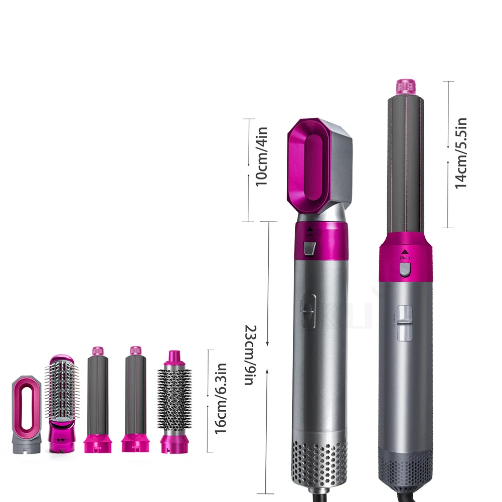 5 in 1 Blow Dryer Brush 3 Temperature Settings Blow Hair Curler Set Fast Heating Detachable Styler Automatic Curler Styling Tool