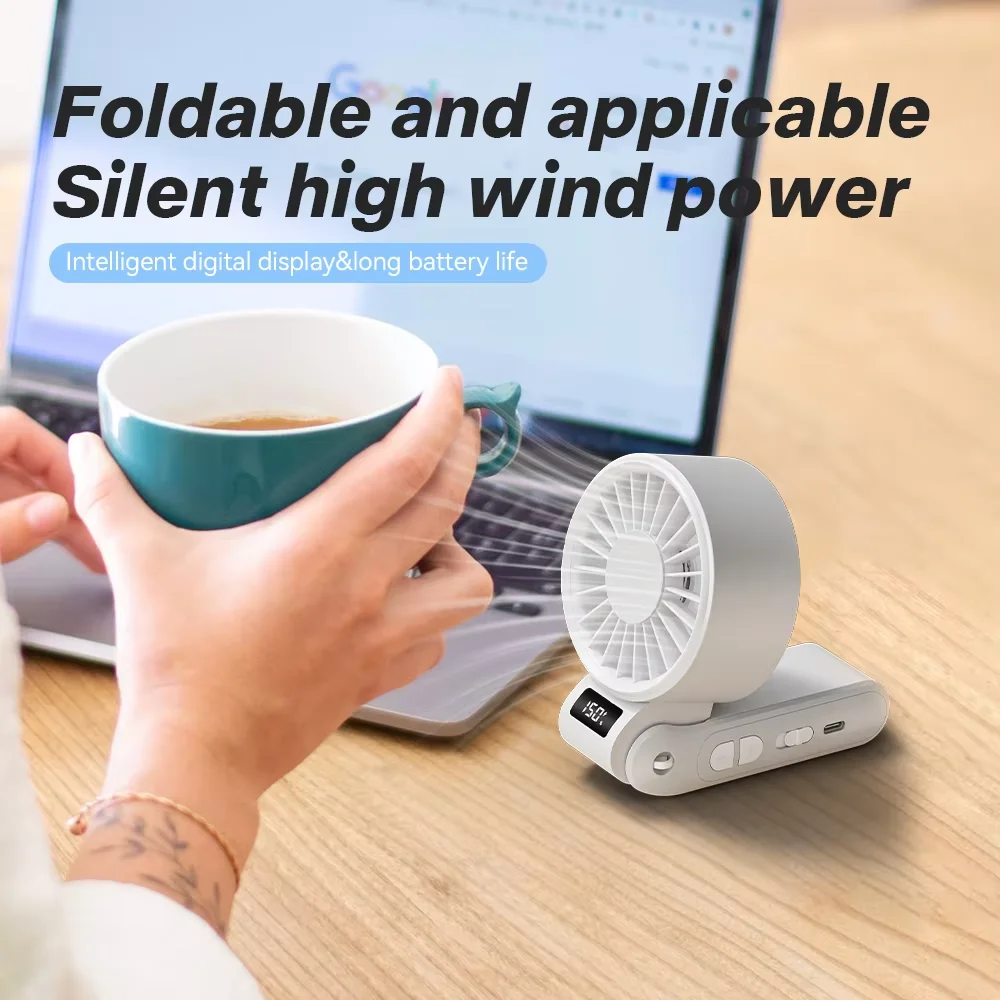 Foldable Rechargeable Handheld USB Fan - Portable Mini Cooling with Adjustable Speeds
