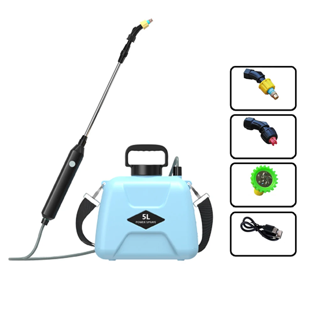 5L Power Watering Can 2 Modes Handheld Sprayer Bottle Telescopic Handle 360 Rotating Nozzle with Shoulder Strap Garden Supplies