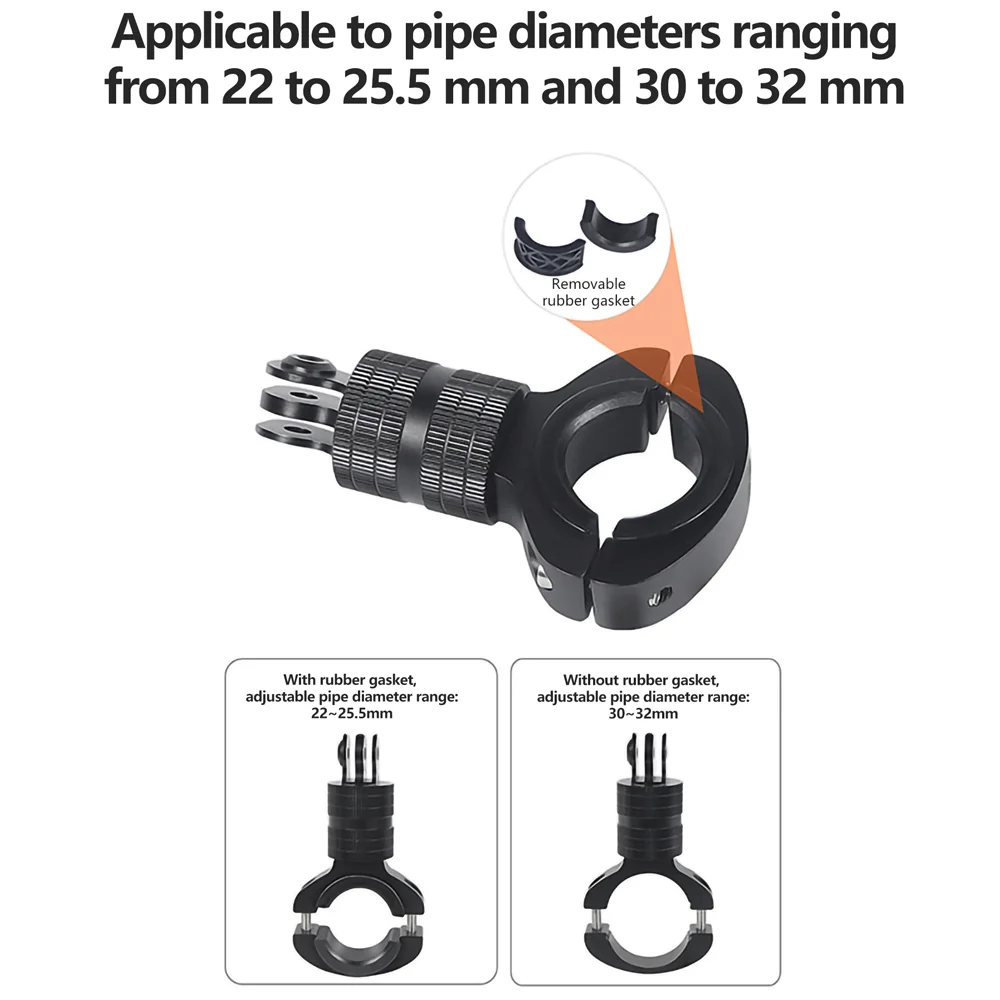 Motorcycle Handlebar Mount Aluminum Alloy Bike Holder For GoPro Hero 13 12 11 10 9 8 Insta360 SJCAM AKASO DJI Osmo Action Camera