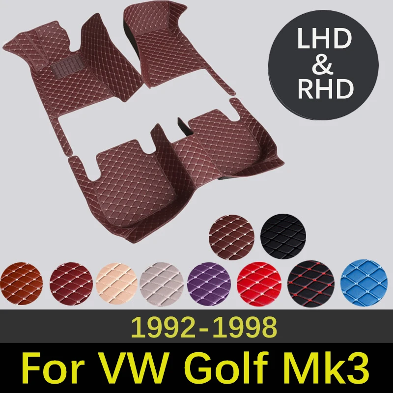

Custom Leather Car Floor Mats For VW Volkswagen Golf Mk3 1992~1998 5door Hatchback Interior Accessories Carpets Car Styling Rug