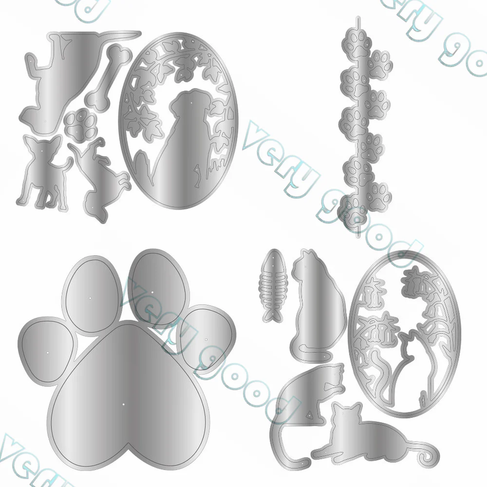 

It's Paw-Ty Time Metal Cutting Dies Scrapbook Diary Decoration Stencil Embossing Template DIY Greeting Card Handmade