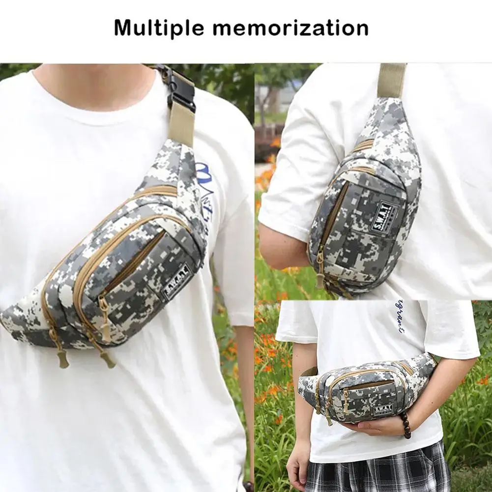 Outdoor Waterproof Lightweight Fanny Pack Camouflage Running Belt Pouch Crossbody Chest Bag Sport Waist Bag O0C1