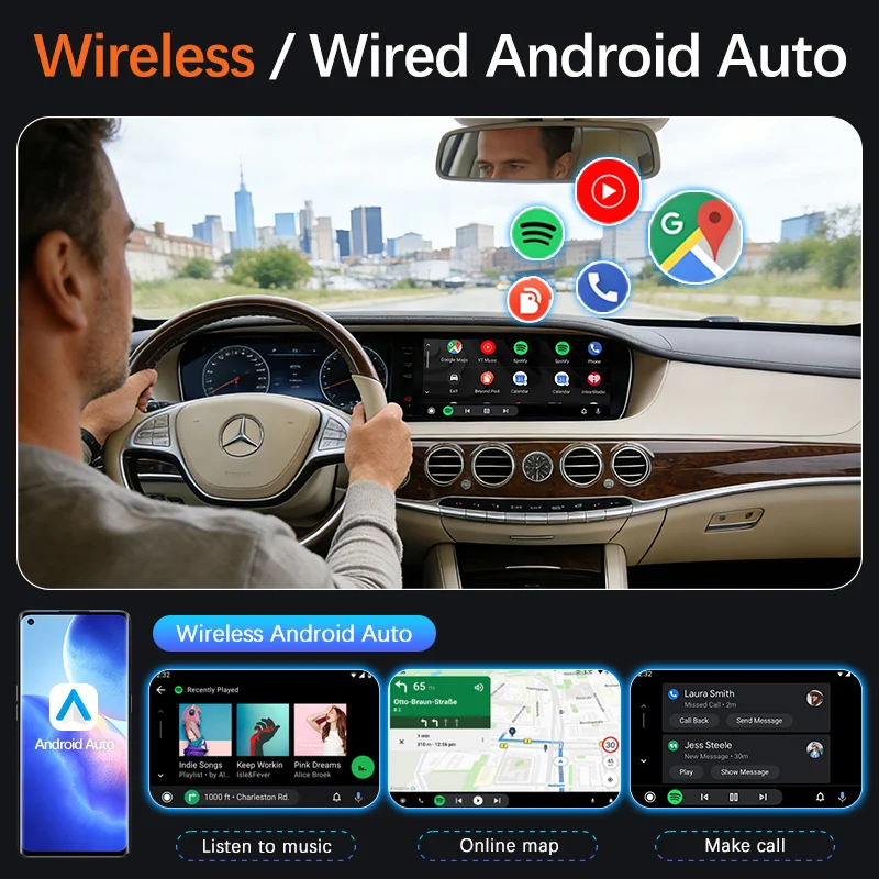 SAZYAUTO Wireless Carplay for Mercedes Benz GLC CLA GLA C Class W205 NTG5.0 2015-2018 Support Android Auto Mirrorlink 3