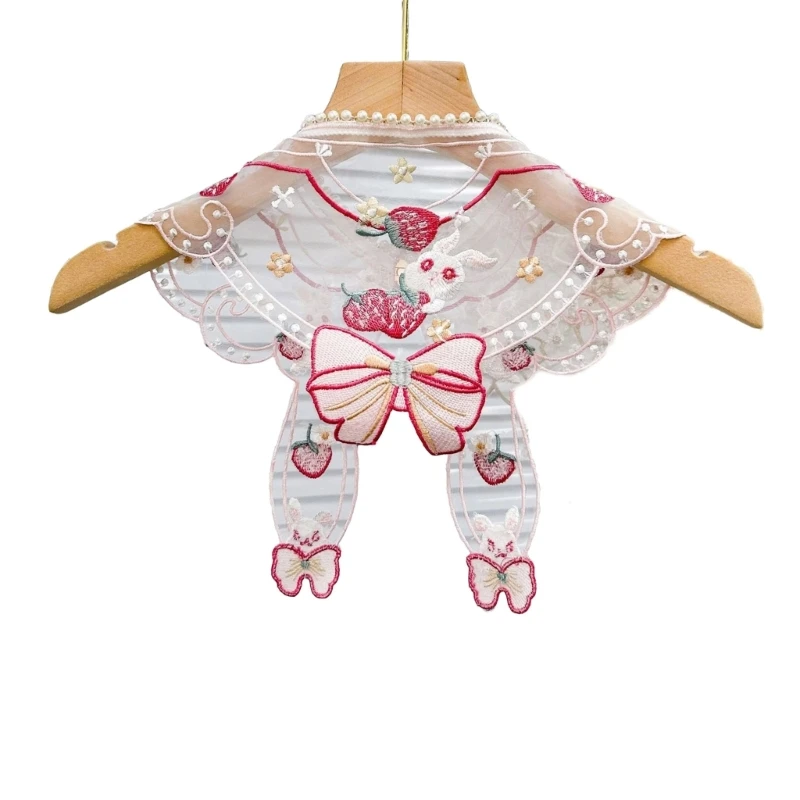 

Sweet Hanfu Collar False Floral Yunjian with Beautiful Embroidered Rabbit HXBA