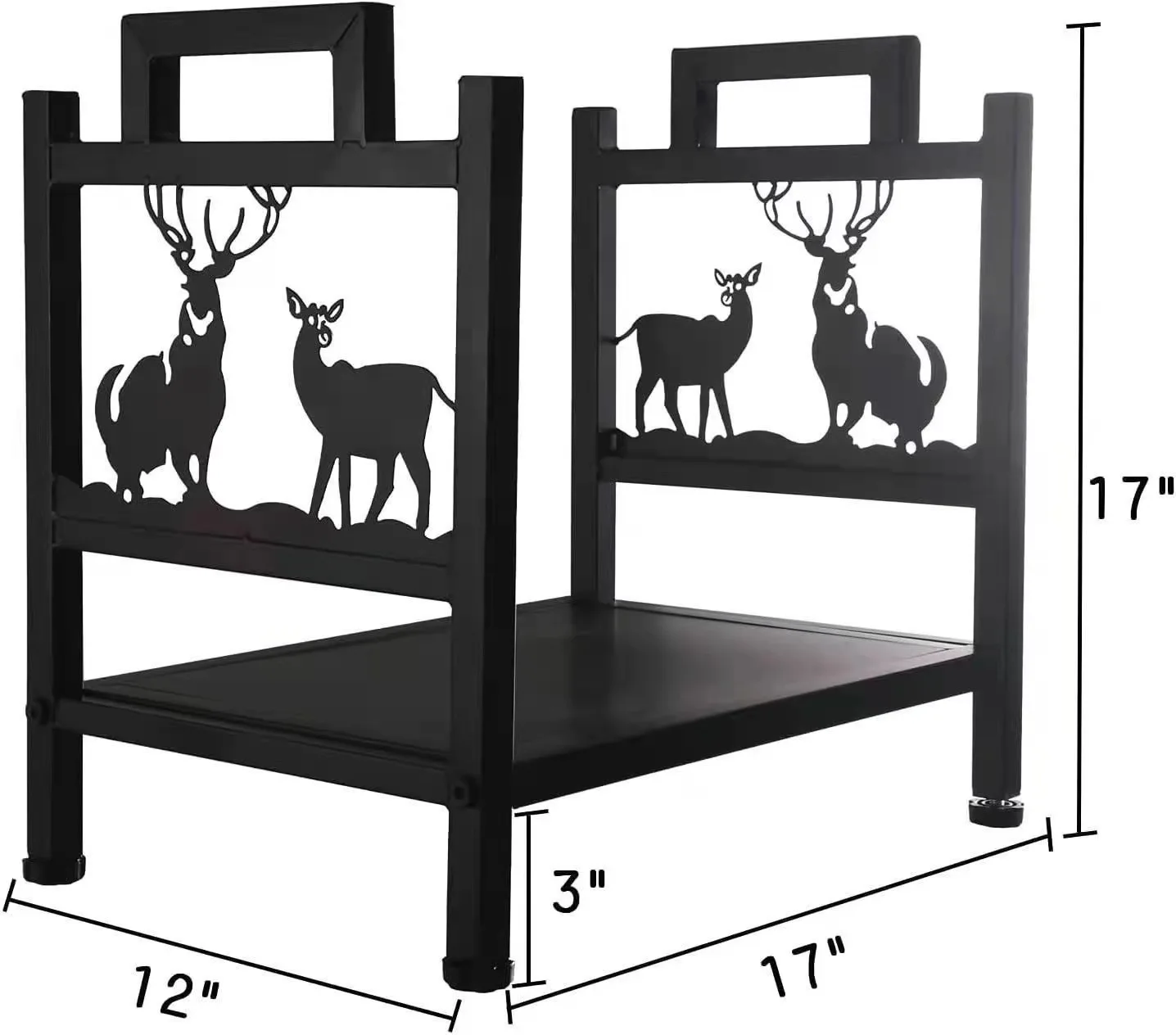 Superior Wood Storage Stacking Rack Black Wrought Iron Firewood Storage Rack Heavy Duty Iron Log Holder Fireplace Tools Set