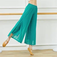Femmes Modern Dance Pants Mesh Nylon Loose Wide Leg Pantalons de danse Chinois Classique Danse Quotidien Dames Yoga Pantalon 4