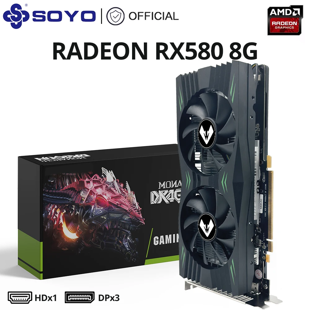 SOYO AMD Redaon RX580 8G Graphics Card GDDR5 Memory 256Bit White